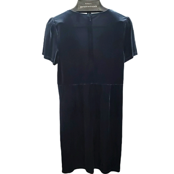 AQUA Dusty Blue Velvet Knot-Font Mini Dress - Picture 4 of 6